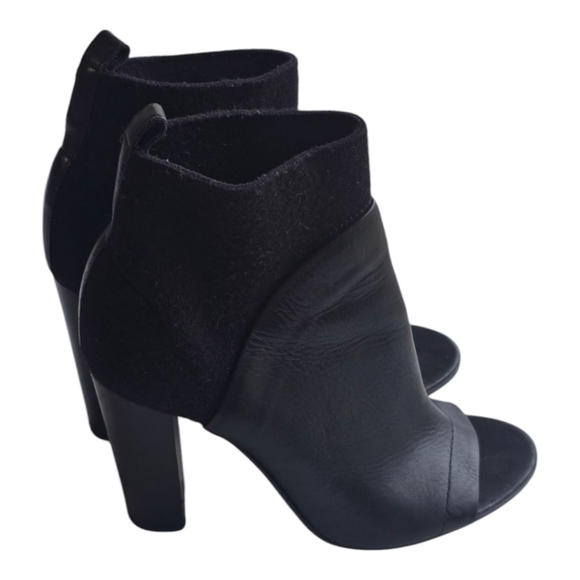 Vince Aren Leather Bootie 9M Black Womens Suede Open Toe Italy Made Luxury - Picture 4 of 14